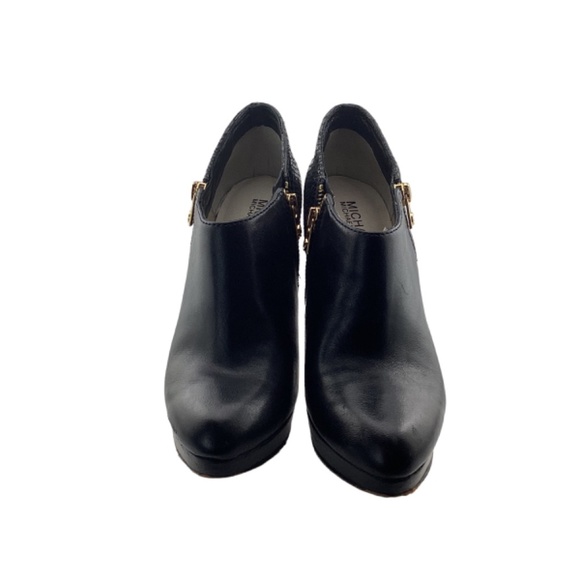 Michael Michael Kors Black Leather & Python York Ankle Boots Size 7 Booties - Picture 4 of 11